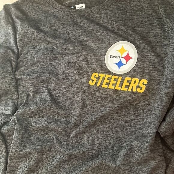 Pittsburgh Steelers XXL T-shirt Gray Logo EUC Short Sleeve Football Sports - Picture 5 of 16